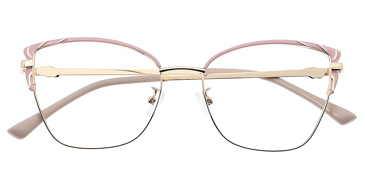 Pink Cat Eye Elaborate Metal Eyeglasses