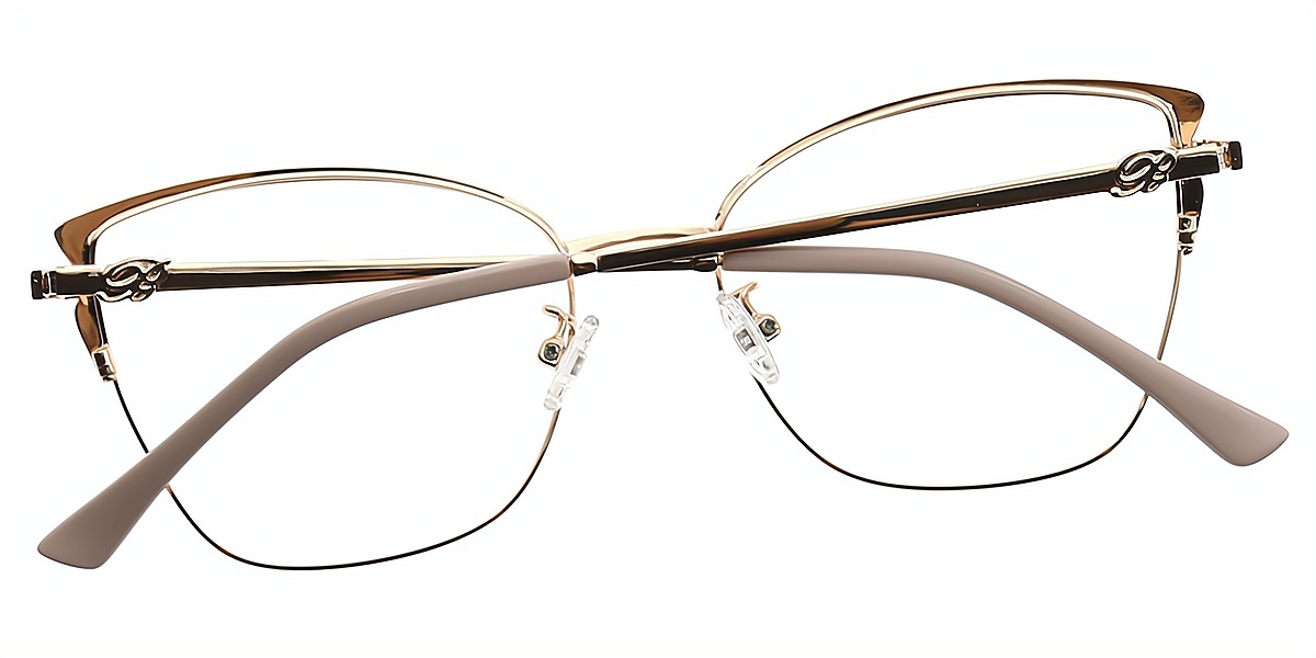Pink Cat Eye Elaborate Metal Eyeglasses