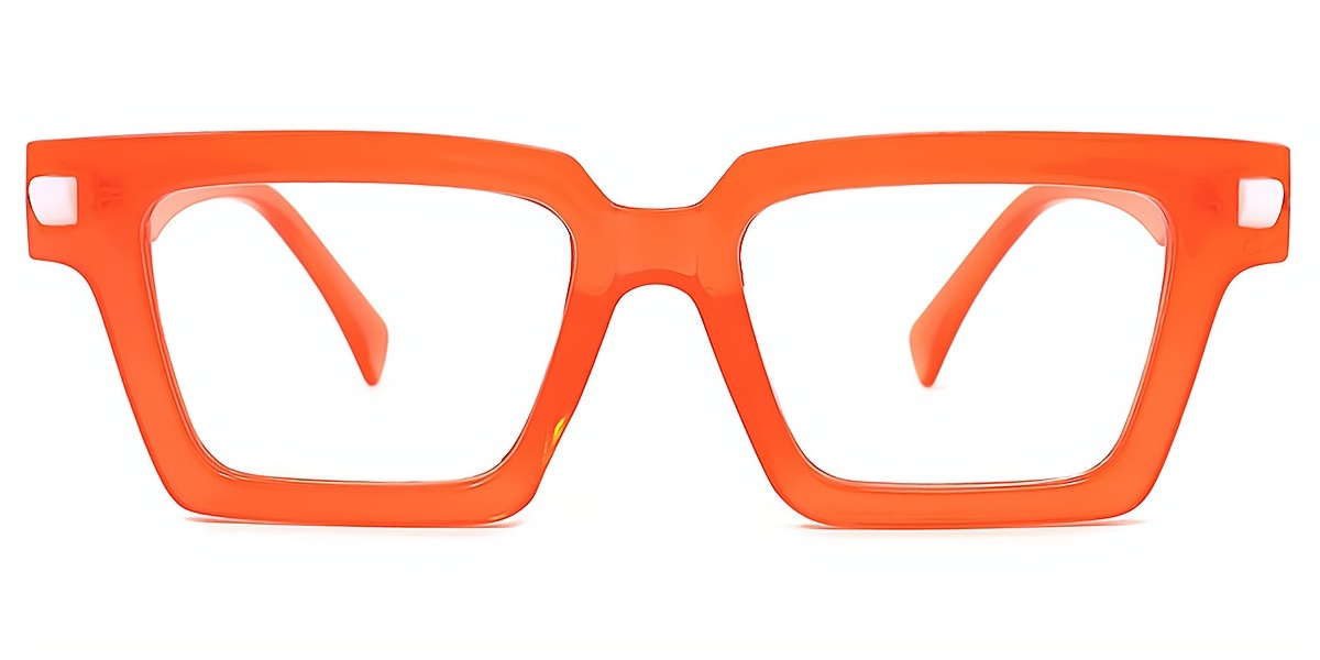 Orange Rectangle Simple Plastic Eyeglasses