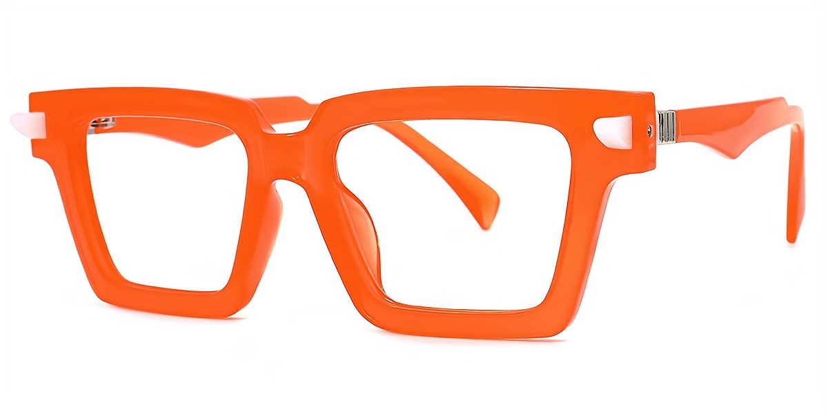 Orange Rectangle Simple Plastic Eyeglasses