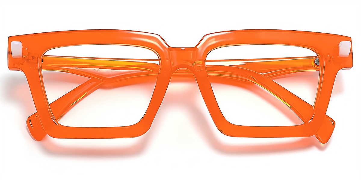 Orange Rectangle Simple Plastic Eyeglasses