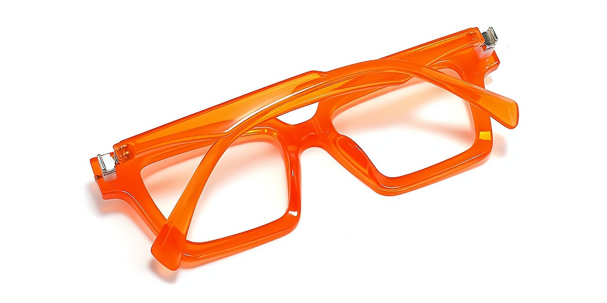 Orange Rectangle Simple Plastic Eyeglasses