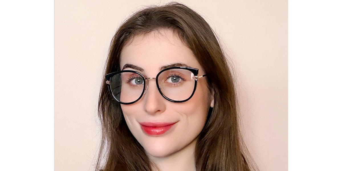 Black Oval Elaborate Mixed Materials Eyeglasses