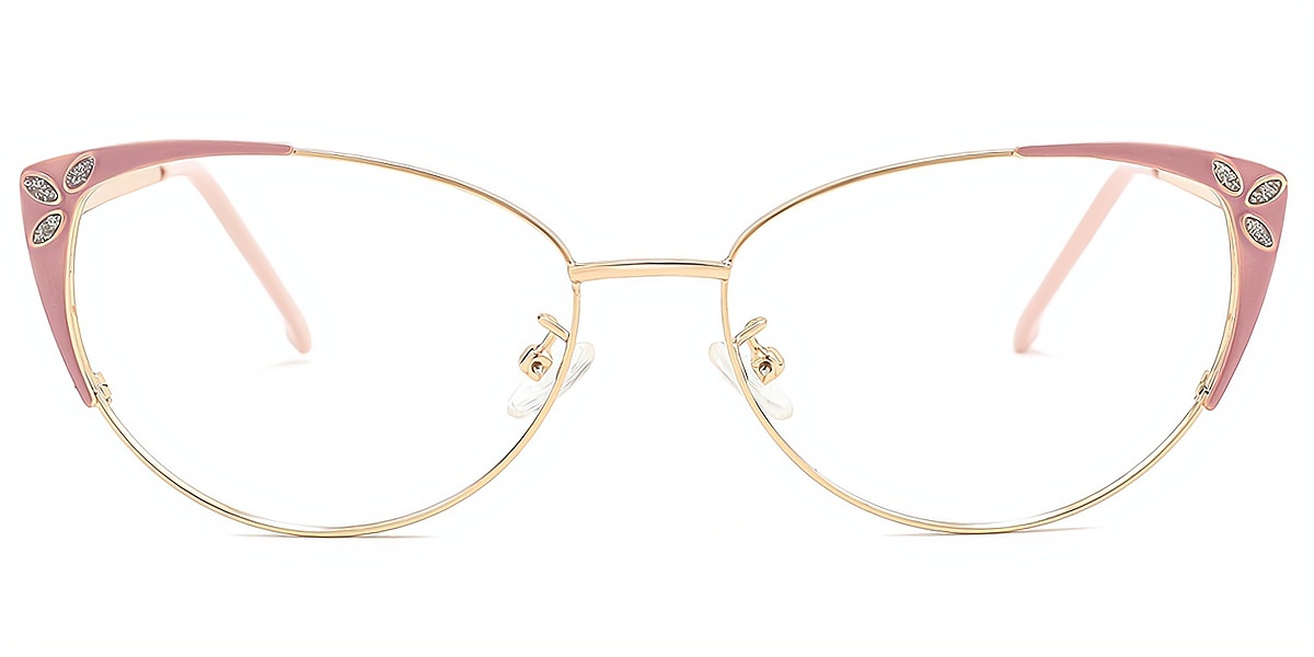 Pink Cat Eye Classic Refined Metal Eyeglasses