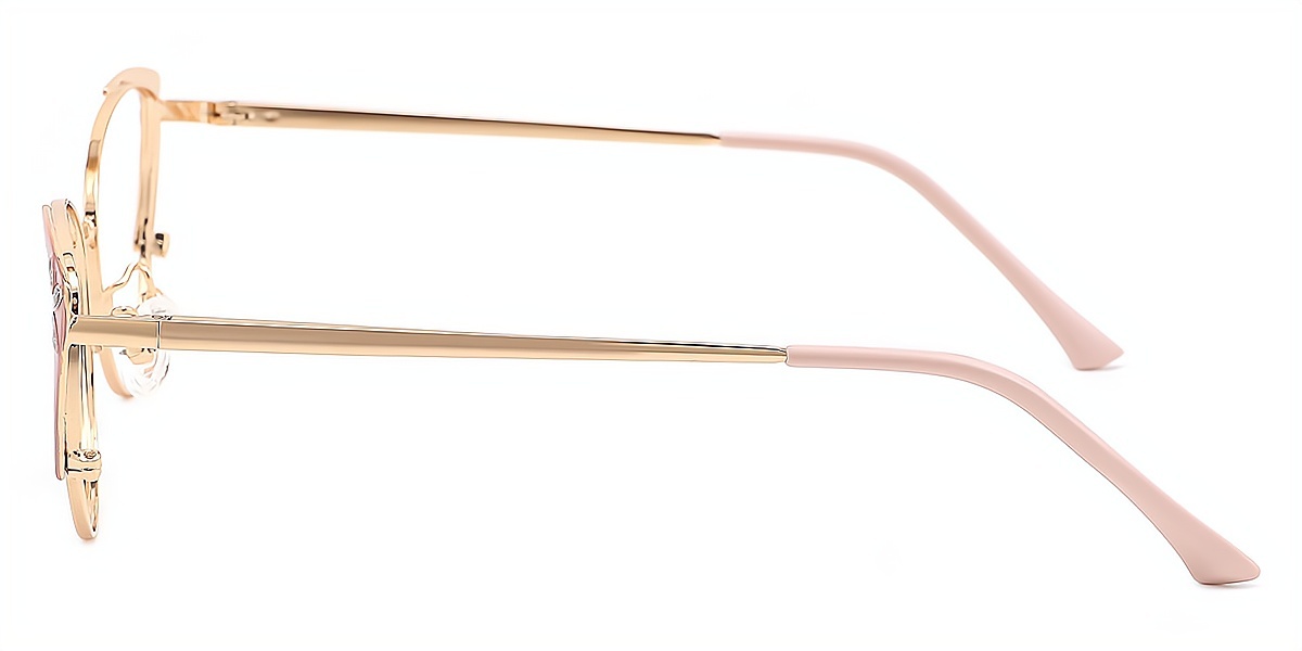 Pink Cat Eye Classic Refined Metal Eyeglasses