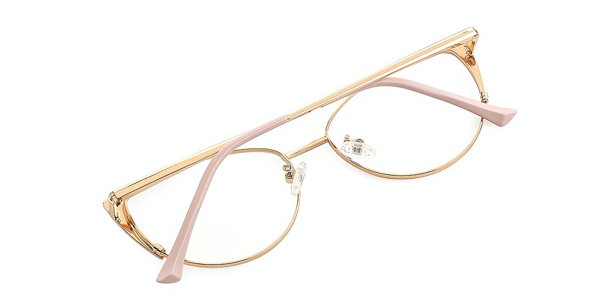 Pink Cat Eye Classic Refined Metal Eyeglasses