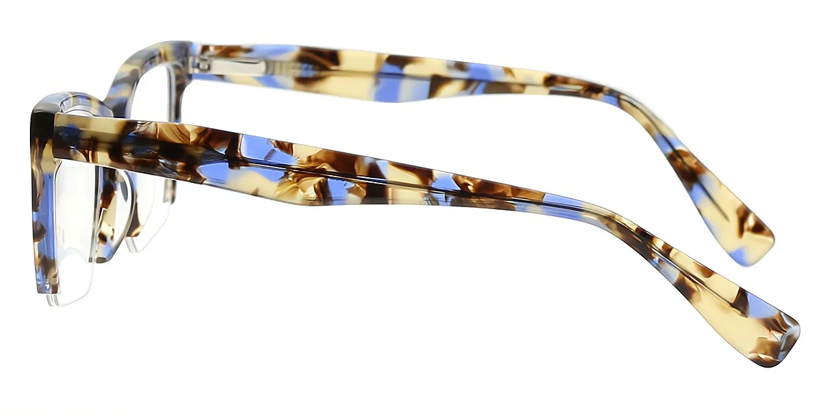 Blue Tortoise Rectangle Retro Board Eyeglasses