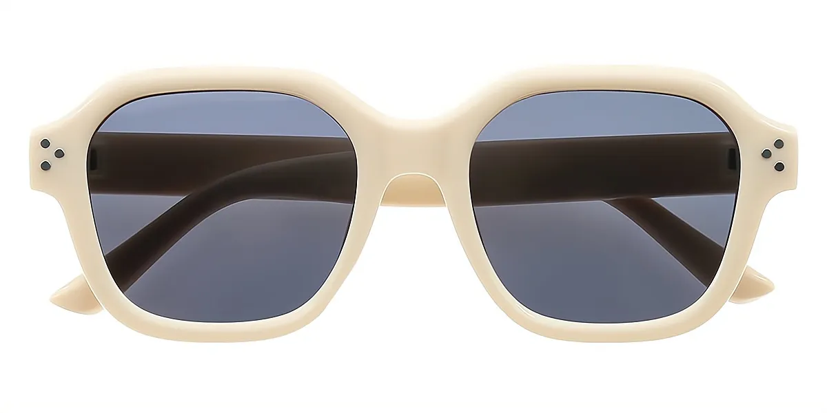 White Geometric Simple Plastic Eyeglasses