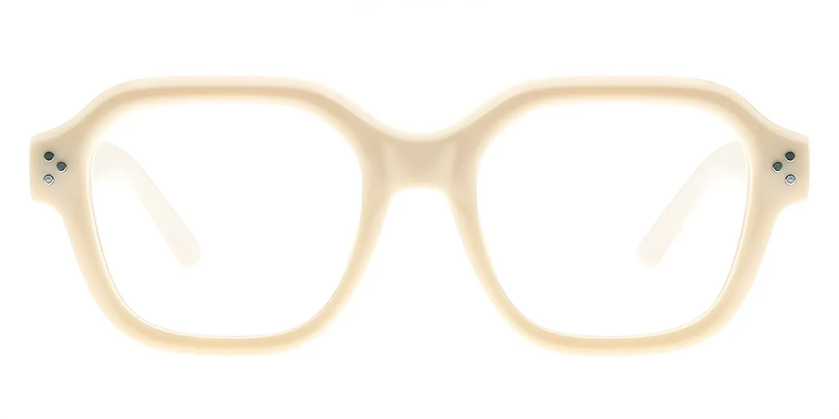 White Geometric Simple Plastic Eyeglasses