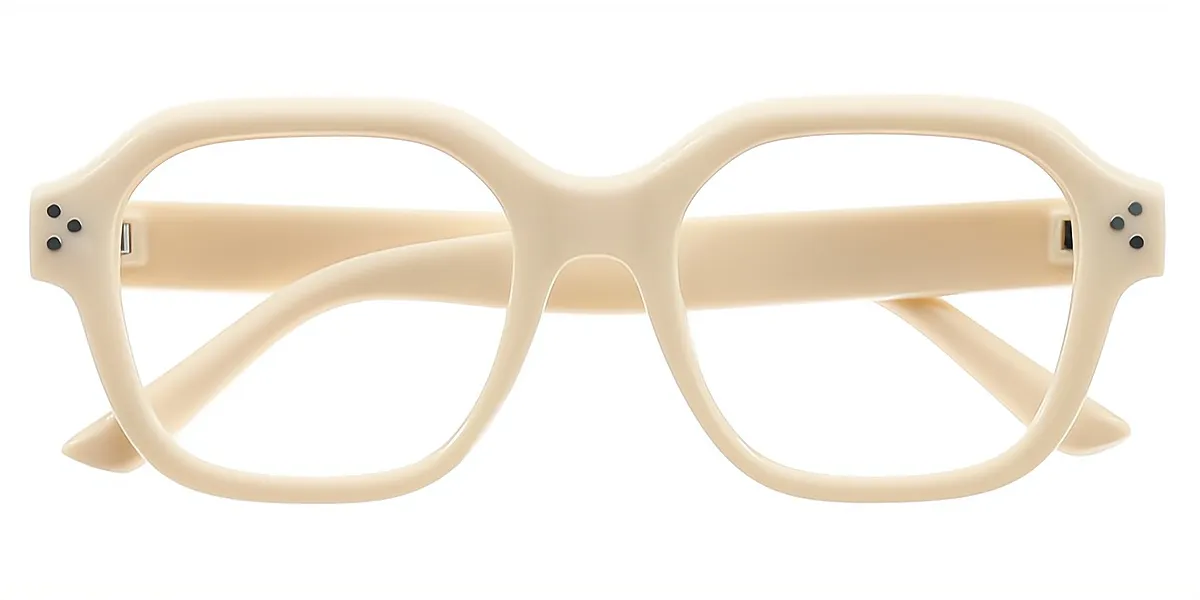 White Geometric Simple Plastic Eyeglasses