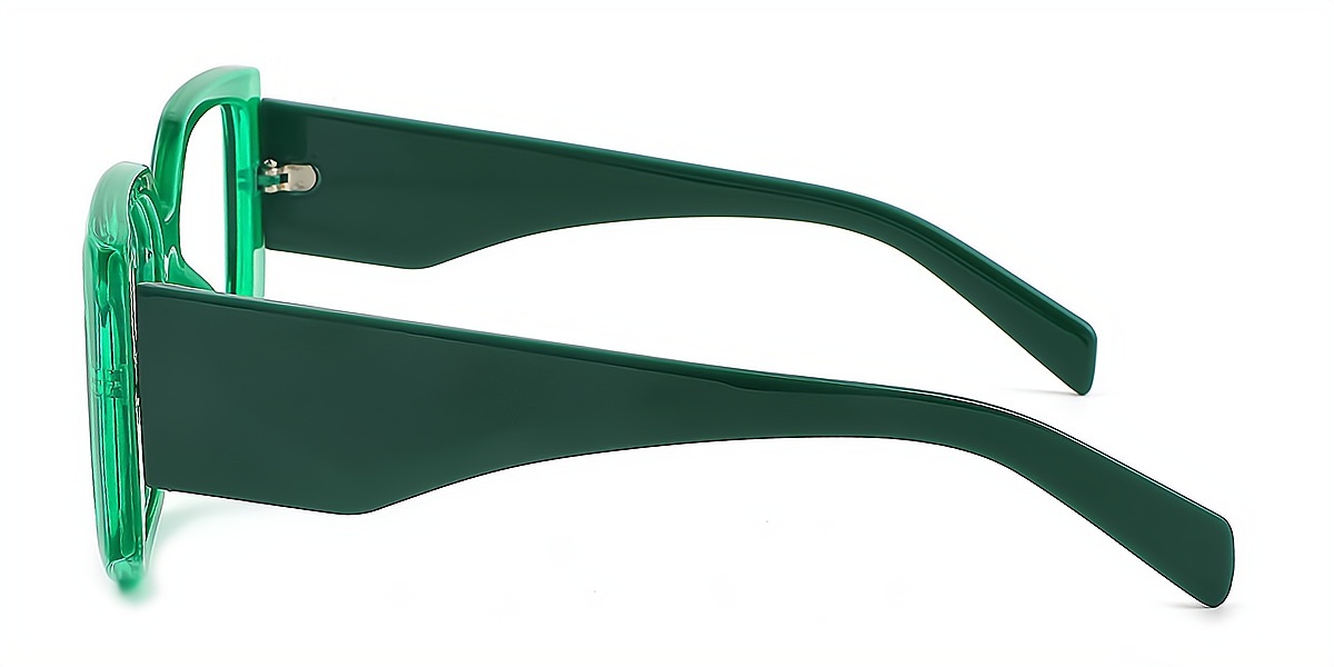 Green Geometric Unique Oversized Plastic Eyeglasses