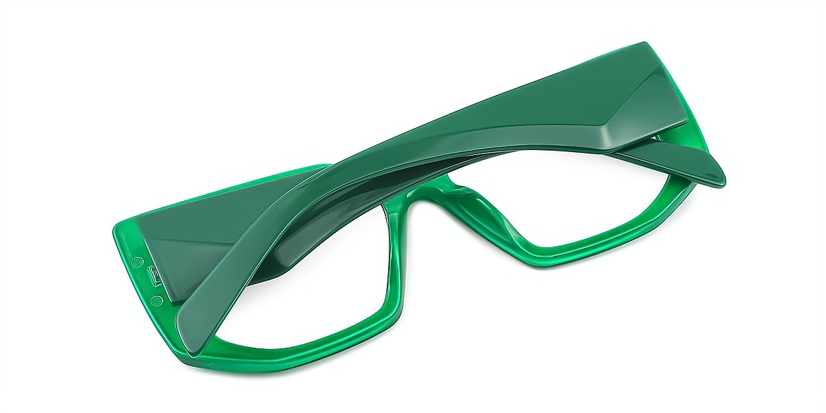 Green Geometric Unique Oversized Plastic Eyeglasses