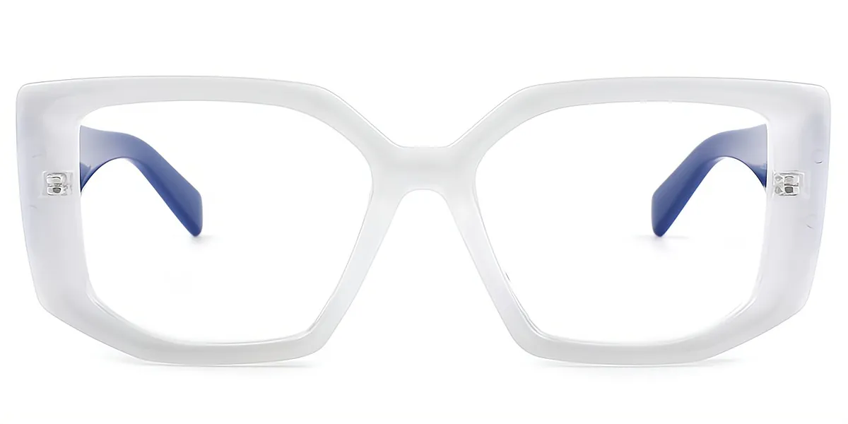 White Geometric Unique Oversized Plastic Eyeglasses