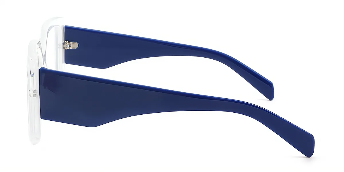 White Geometric Unique Oversized Plastic Eyeglasses