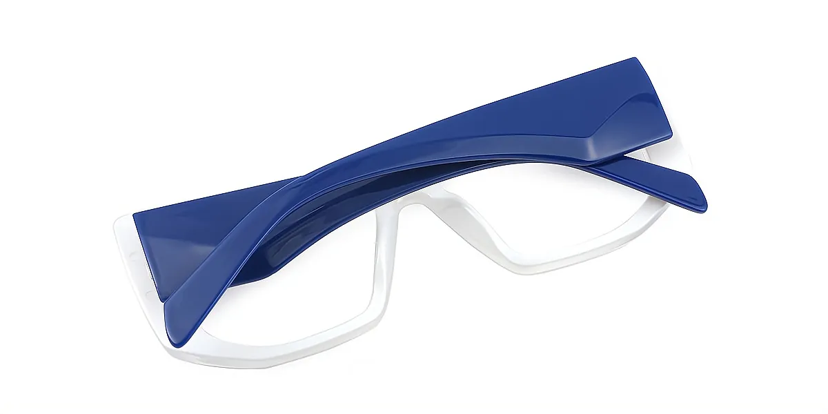 White Geometric Unique Oversized Plastic Eyeglasses