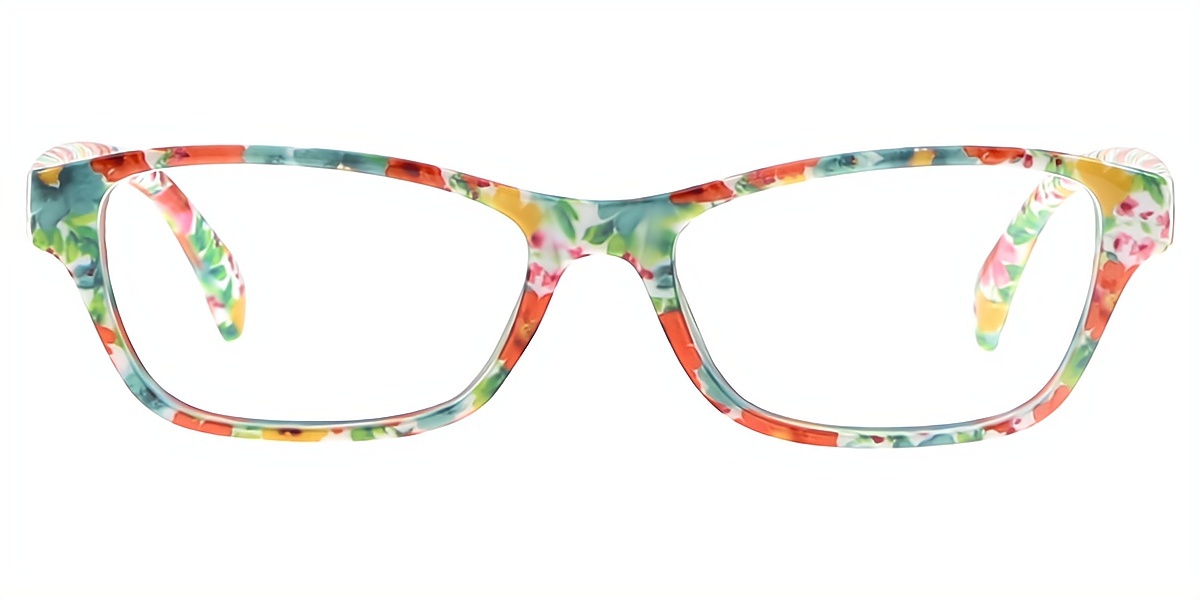 Floral C1 Rectangle Chic Fancy Plastic Eyeglasses