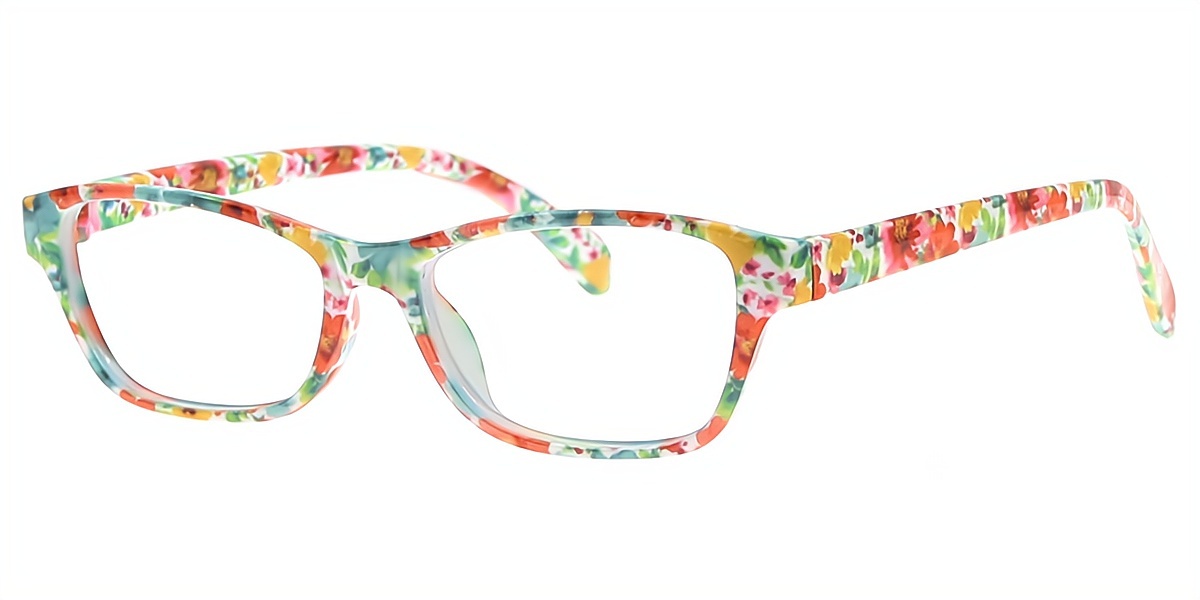 Floral C1 Rectangle Chic Fancy Plastic Eyeglasses