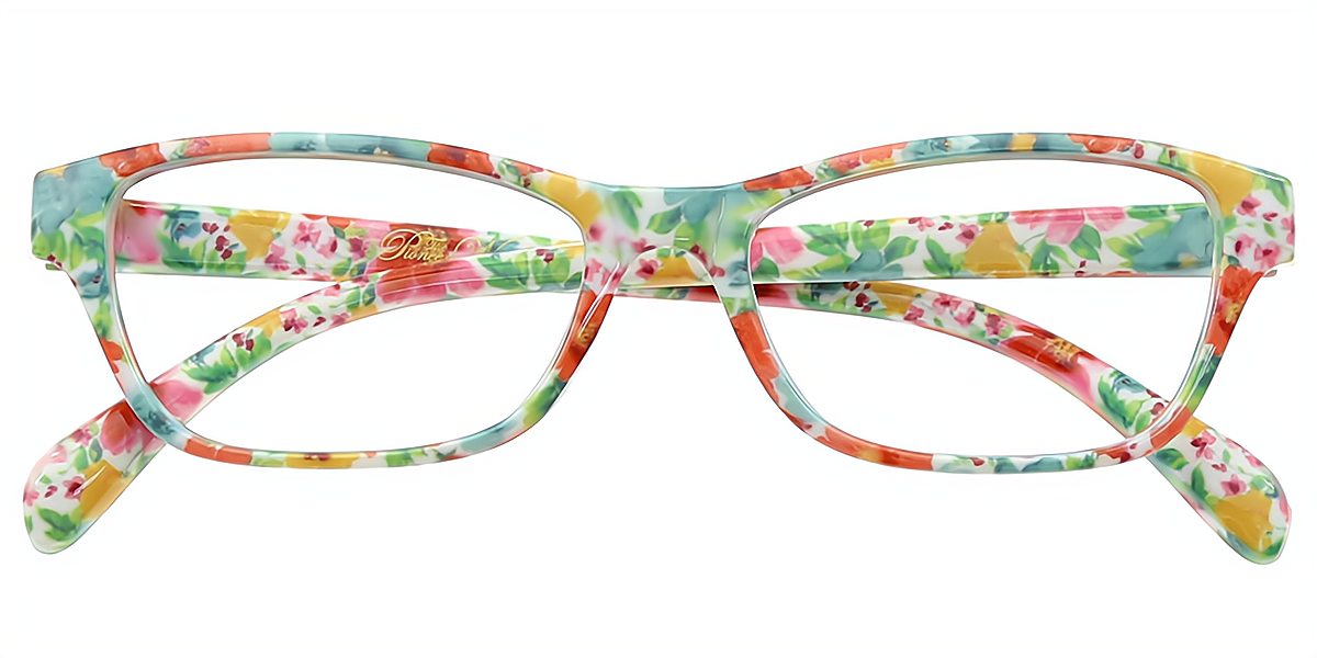 Floral C1 Rectangle Chic Fancy Plastic Eyeglasses