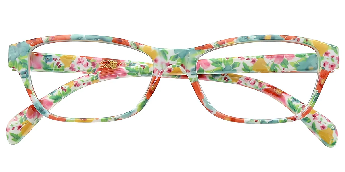 Floral C1 Rectangle Chic Fancy Plastic Eyeglasses