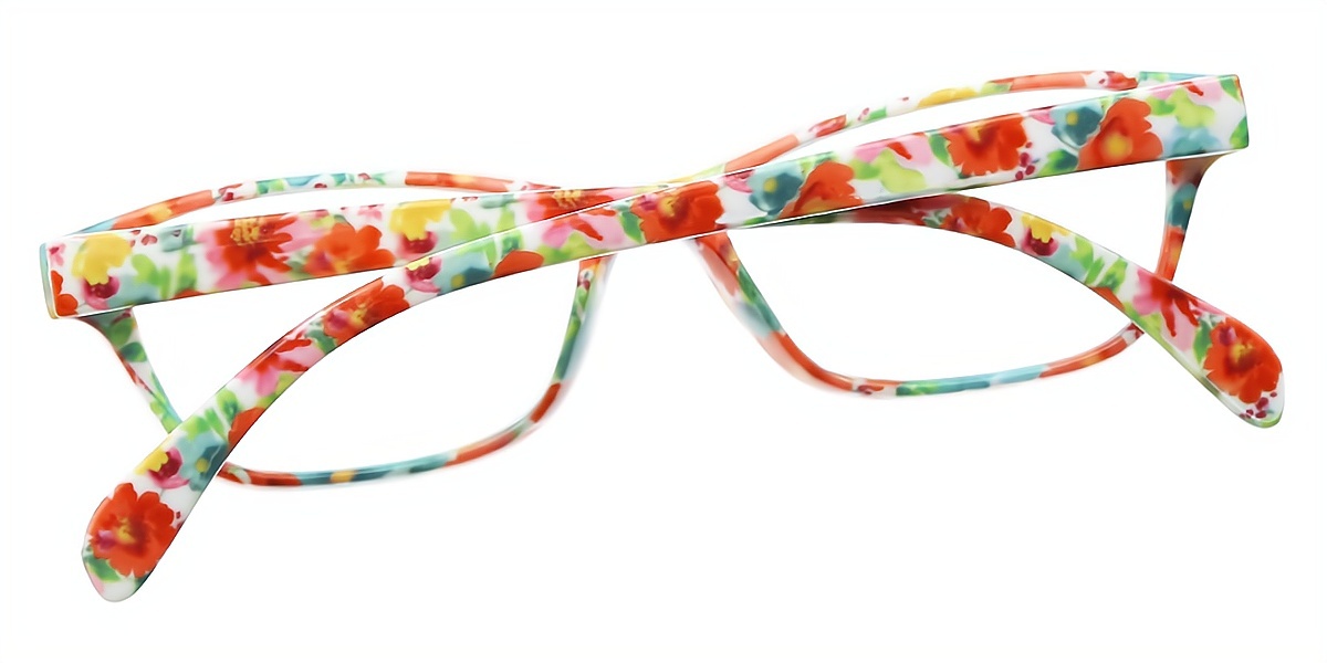 Floral C1 Rectangle Chic Fancy Plastic Eyeglasses