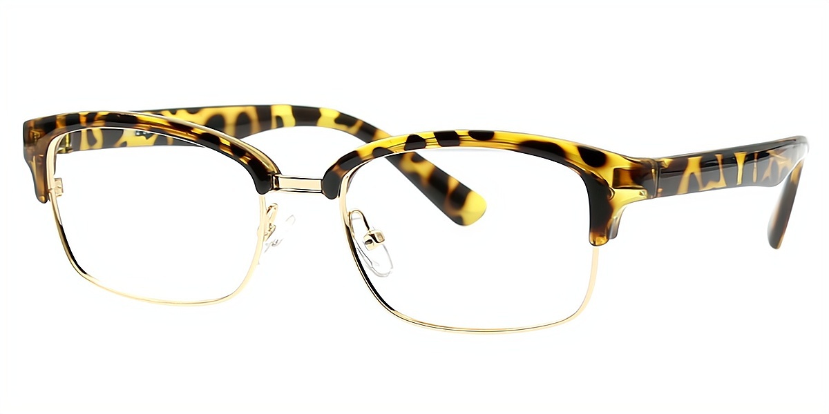 Tortoise Browline Classic Mixed Materials Eyeglasses