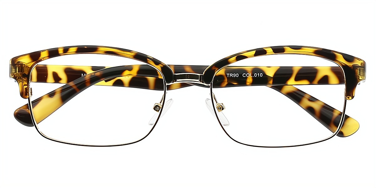 Tortoise Browline Classic Mixed Materials Eyeglasses