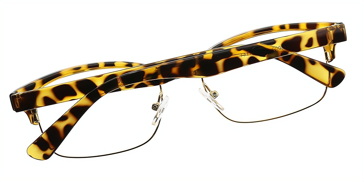 Tortoise Browline Classic Mixed Materials Eyeglasses