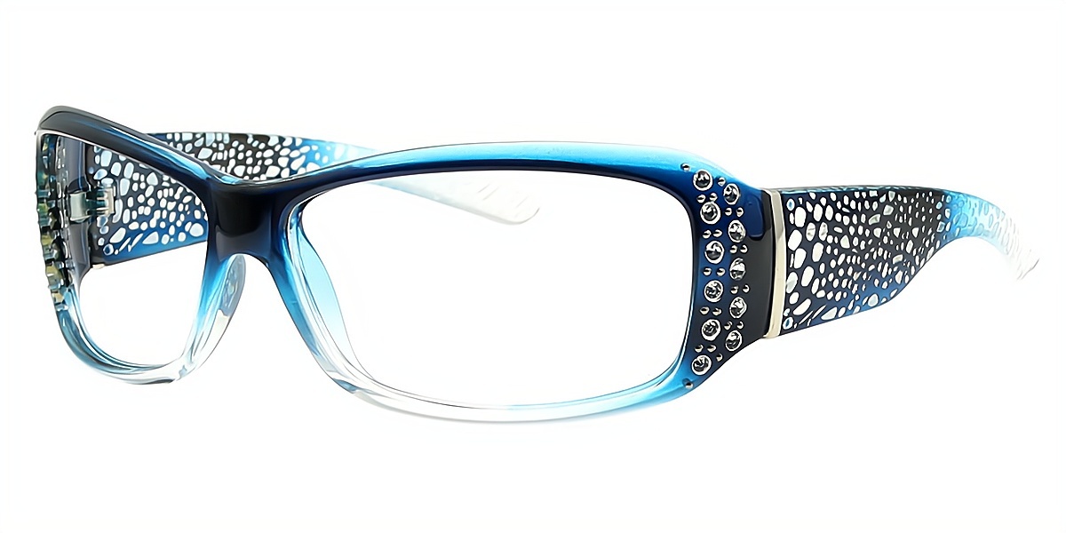 Blue Oval Unique Plastic Eyeglasses