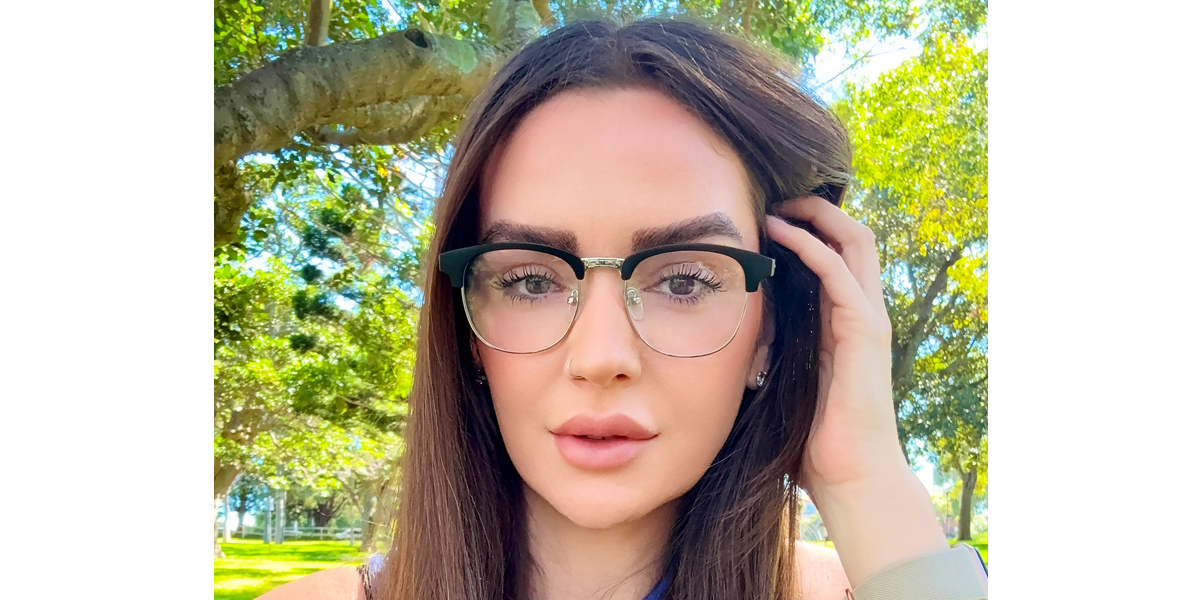 Black Browline Classic Sun-clip Mixed Materials Eyeglasses