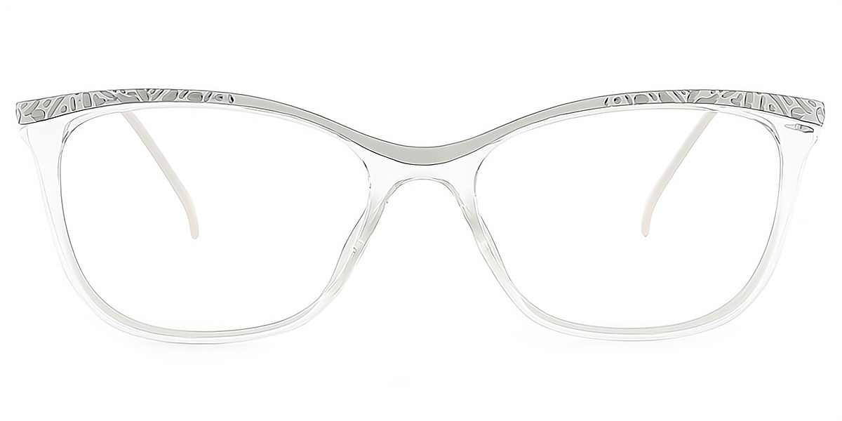 Clear Rectangle Classic Detailed Metal Eyeglasses