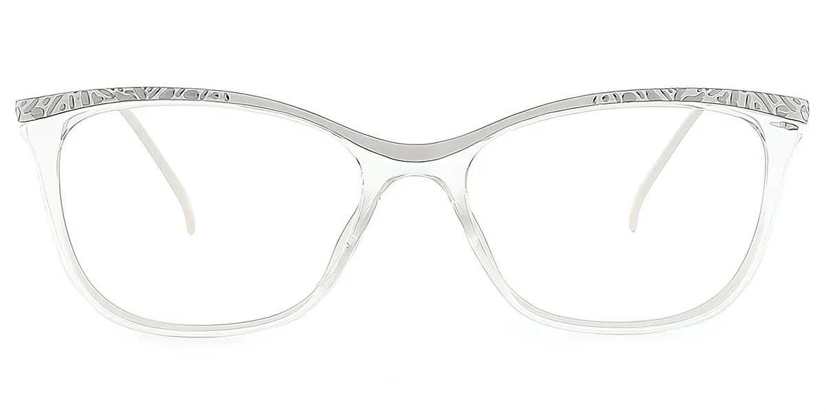 Clear Rectangle Classic Detailed Metal Eyeglasses