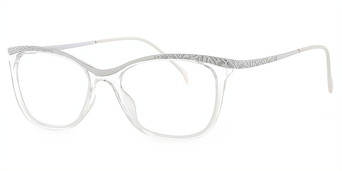 Clear Rectangle Classic Detailed Metal Eyeglasses