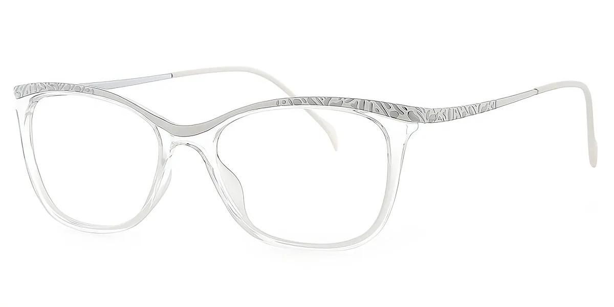 Clear Rectangle Classic Detailed Metal Eyeglasses