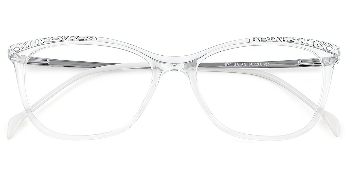 Clear Rectangle Classic Detailed Metal Eyeglasses