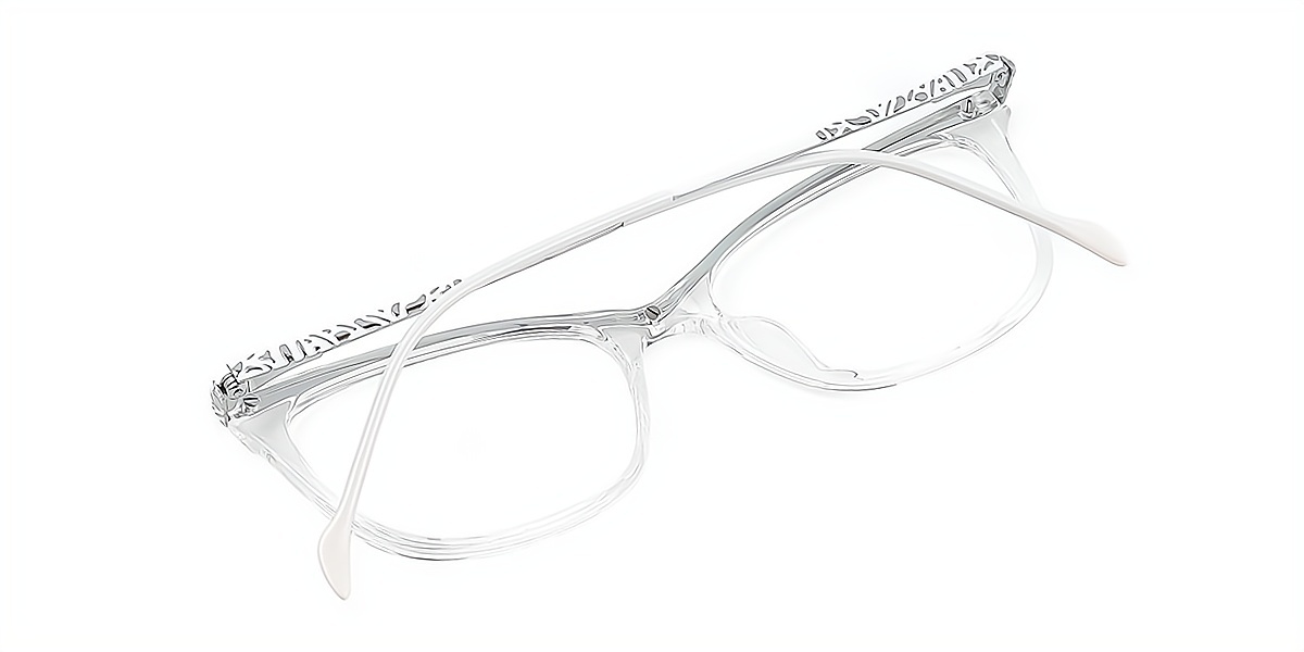 Clear Rectangle Classic Detailed Metal Eyeglasses