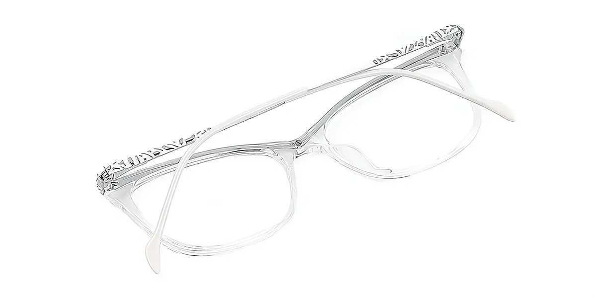 Clear Rectangle Classic Detailed Metal Eyeglasses