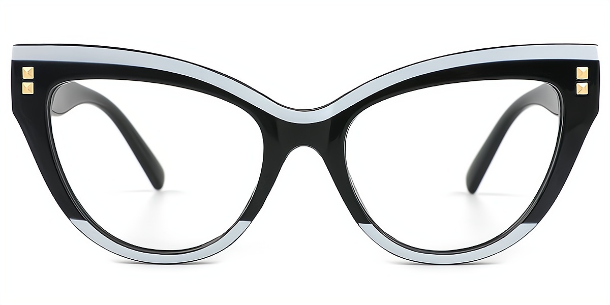 Black Cat Eye Unique Oversized Acetate Eyeglasses