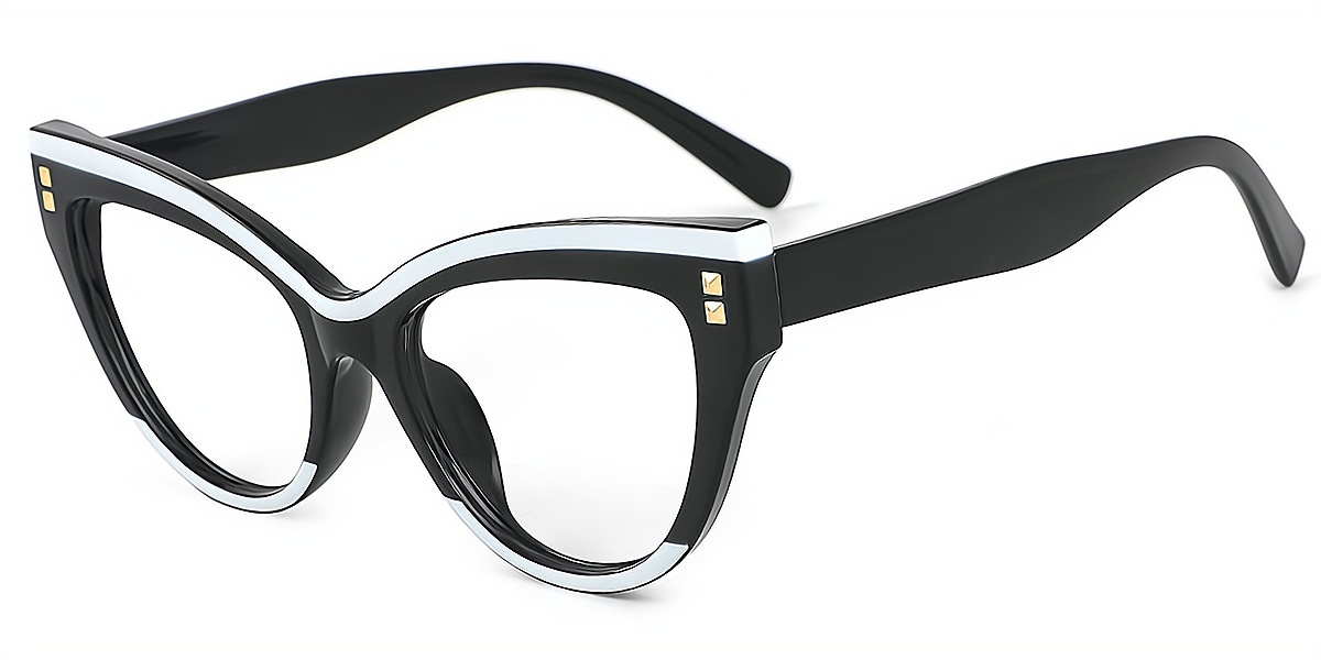 Black Cat Eye Unique Oversized Acetate Eyeglasses