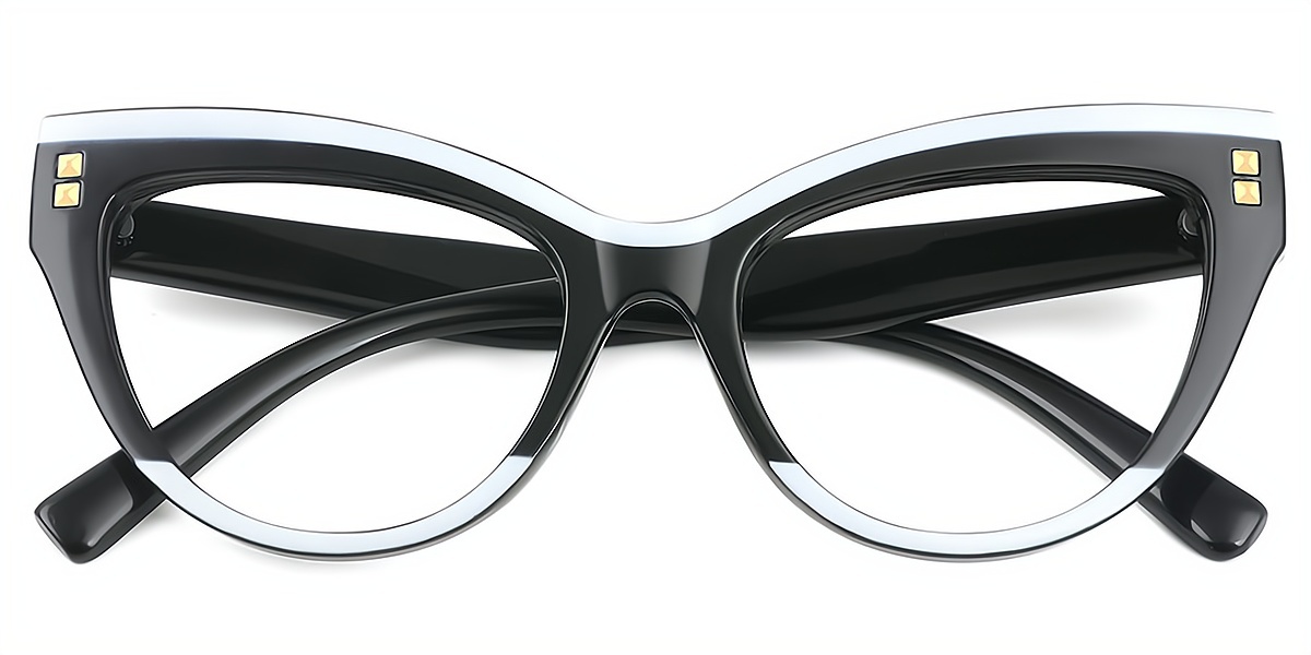Black Cat Eye Unique Oversized Acetate Eyeglasses