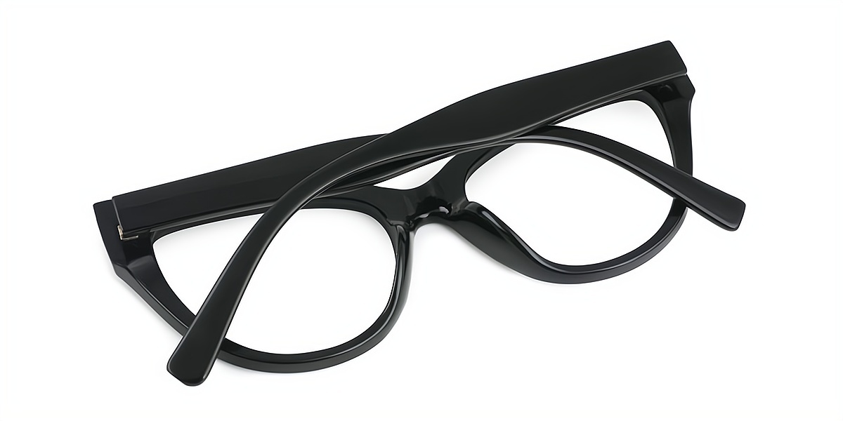 Black Cat Eye Unique Oversized Acetate Eyeglasses
