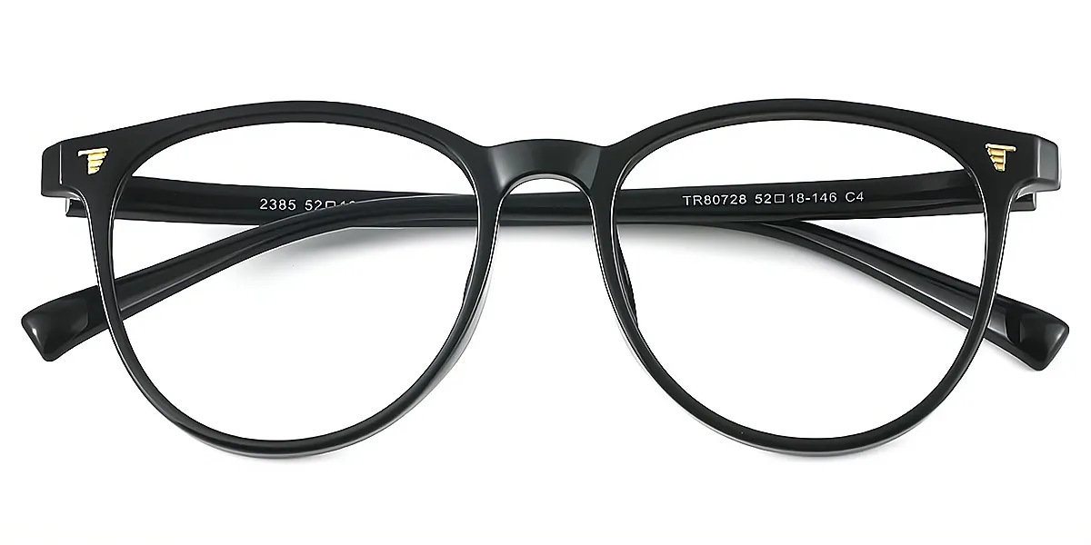 Black Oval Classic Horn TR90 Eyeglasses