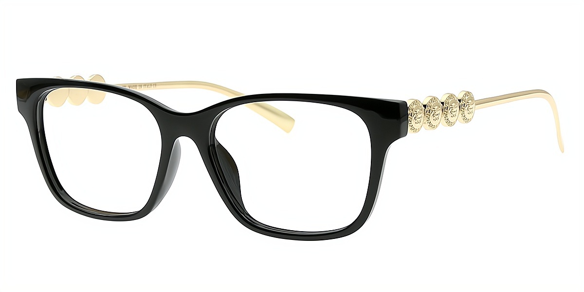 Black Horn Classic Mixed Materials Eyeglasses