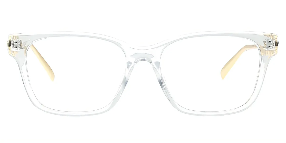 Clear Rectangle Classic Horn Mixed Materials Eyeglasses