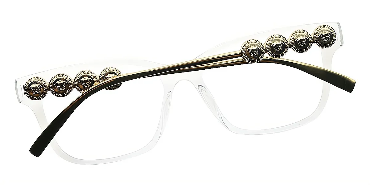 Clear Rectangle Classic Horn Mixed Materials Eyeglasses