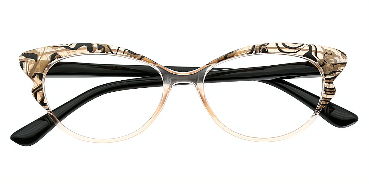 Brown Cat Eye Classic Fancy Plastic Eyeglasses