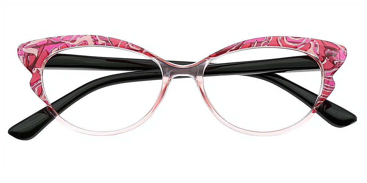 Pink Cat Eye Classic Fancy Plastic Eyeglasses