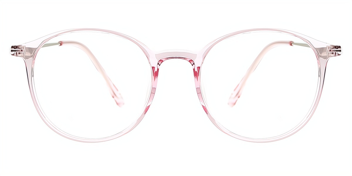 Pink Round Elegant Mixed Materials Eyeglasses