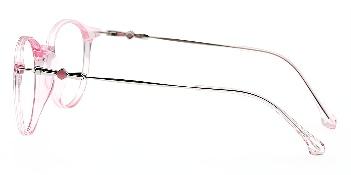 Pink Round Elegant Mixed Materials Eyeglasses