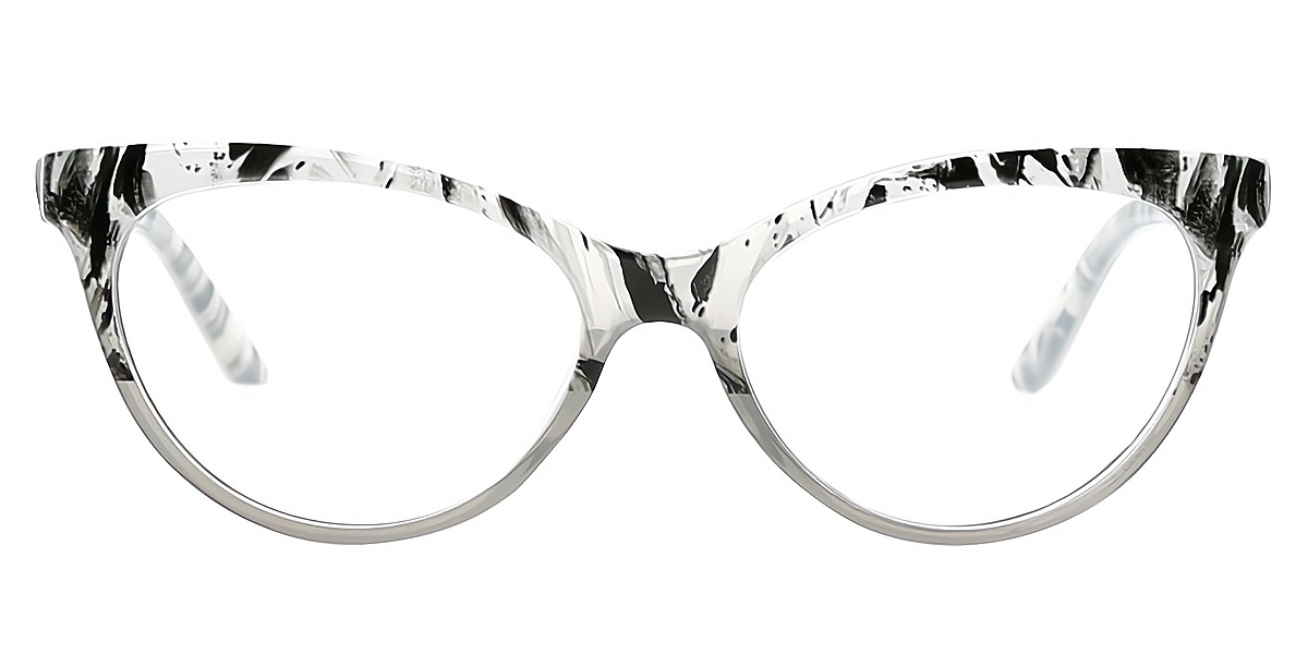 Gray Cat Eye Chic Horn Plastic Eyeglasses