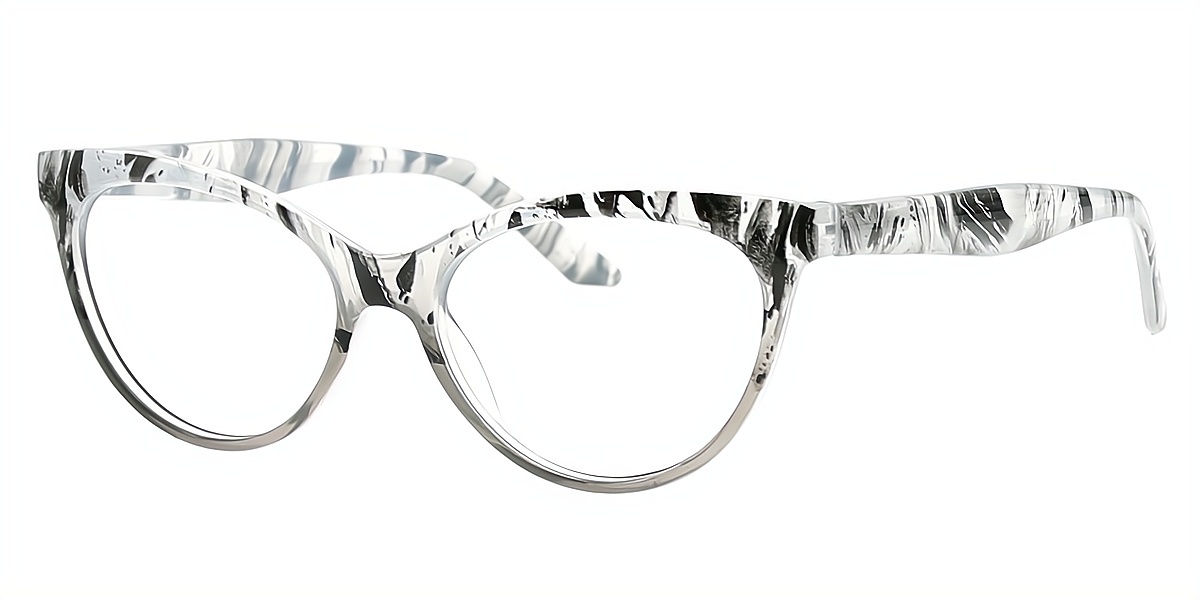 Gray Cat Eye Chic Horn Plastic Eyeglasses